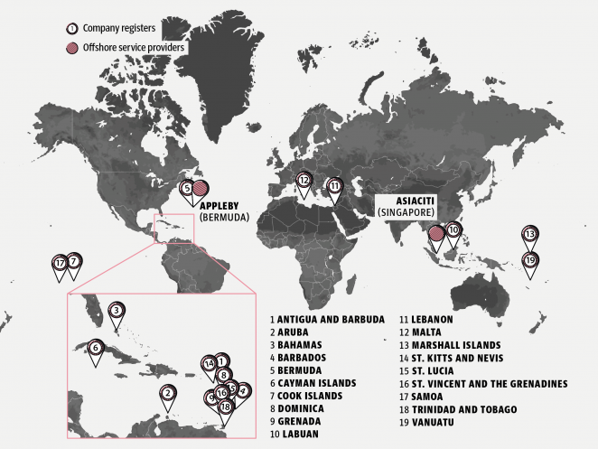 I paradisi fiscali nel mondo. Sono 19 i Paesi coinvolti